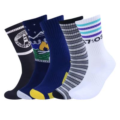 China OEM Breathable Crew Men Sport Sock Custom Logo Cotton Athletic Sports Socks Men Gym Terry Workout Crewman Sock for sale