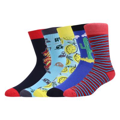 China Antibacterial Designer Knitted Dress Funny Crazy Fashion Crew Fun Graphic Mens Socks Colorful for sale