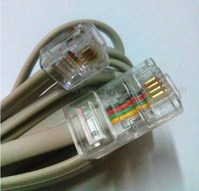 China El remiendo del cobre 24awg de los cordones de remiendo de RJ45-RJ11 Cat5e 2cores telegrafía el remiendo Cordy de la voz del establecimiento de una red en venta