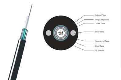 China Outdoor Central Tube  2~12 Core Light Armoured Fiber Optical Cable GYXTW for sale