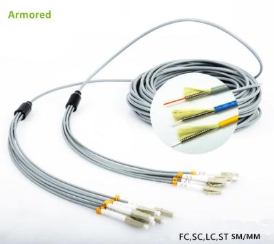 China El remiendo óptico acorazado acorazado con varios modos de funcionamiento de la fibra del ST 4Core 6Core milímetro SM del SC FC de los cordones de remiendo de la fibra LC-LC telegrafía en venta