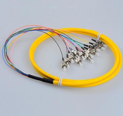 China Los cordones de remiendo estándar de la fibra de las coletas FC/UPC SM de las telecomunicaciones FC 9/125 coleta 12 de la fibra 12Cores quitan el corazón a los cables del remiendo en venta