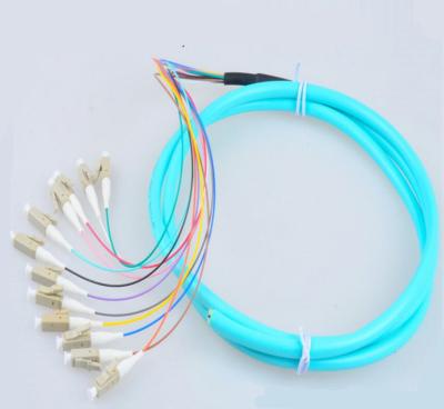 China Cordones de remiendo estándar de la fibra de las coletas LC/UPC OM3 del LC de las telecomunicaciones 50/125 cable del remiendo de la base del ST 12 de las coletas de la fibra de 12Cores el 1.5M en venta