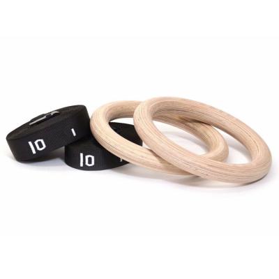 China Wooden Gymnastic Ring Gymnastic Rings Gymnastics Hot Sale Ring With Nylon Straps For Home Use for sale