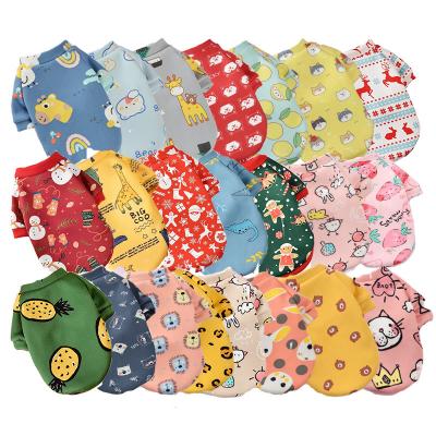 China Stocked Spring And Autumn Pet Cartoon Pet Clothes Cute Casual Puppy Cat Knitting Shirt Small T-shirt Stocked Applicable Clothing for sale