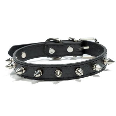 China Studded Stocked Harp Studded Leather Dog Collars PU For Small Medium Large Dogs Pet Collar Rivets Anti-bite Pet Products Neck Strap for sale