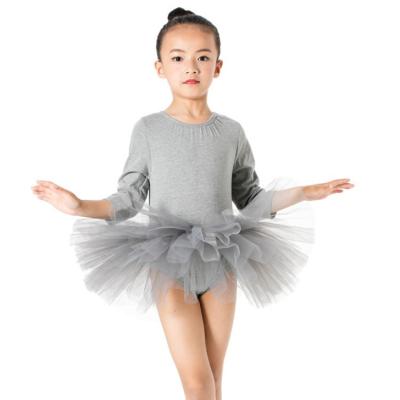 China Manufacturer Cheap Kids Gray Skirt Long Sleeve Ballet Viable Professional TUTU Dress for sale