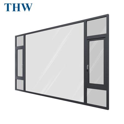 China Swing Aluminum Double Stained Glass Windows THW Dresdner Card 2 Theramal Cutoff Casement Windows Aluminum Home Window for sale