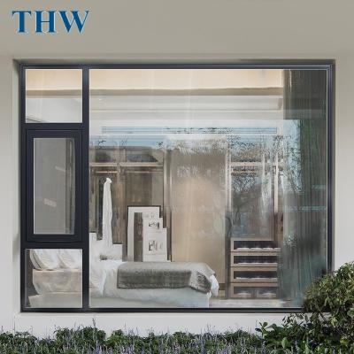 China Swing THW CETA 2 Electrically Opening External Flush Window Customized Waterproof Tempered Glass Aluminum Casement Window for sale