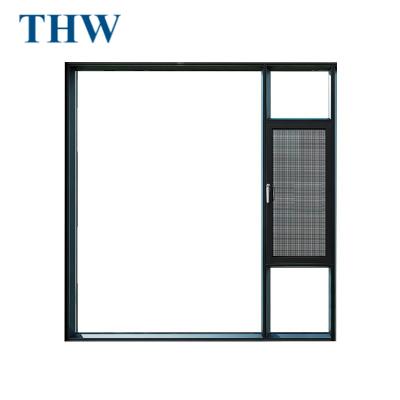 China THW Condi Double Swing Thermal Break Aluminum Frame Panoramic Window Casement Window Glazed Intimidating Window for sale