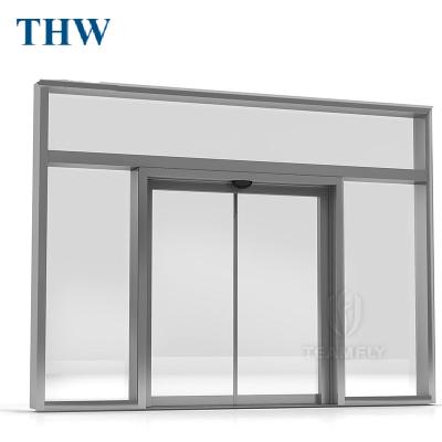 China THW modern tempered glass automatic sliding door building type electric frameless framed automatic entrance for mall for sale