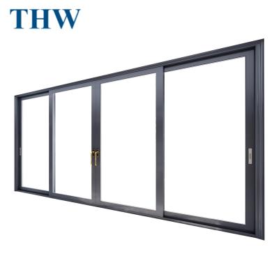 China THW Waterproof Margo 2 Sliding Balcony Double Door Australian Standard Glass Aluminum Glass Patio Doors For Sale for sale