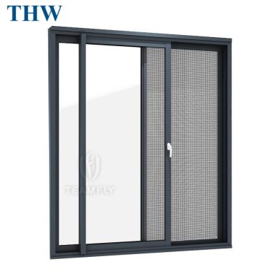 China THW AS2047 2/3/4 Waterproof Modern Aluminum Sliding Door Panel Interior Sliding Door with Stainless Steel Screen for sale