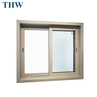 China THW European Sliding Styles Horizontal Aluminum Glass Sliding Windows Burglar Mesh Window For Chinese Manufacturer for sale