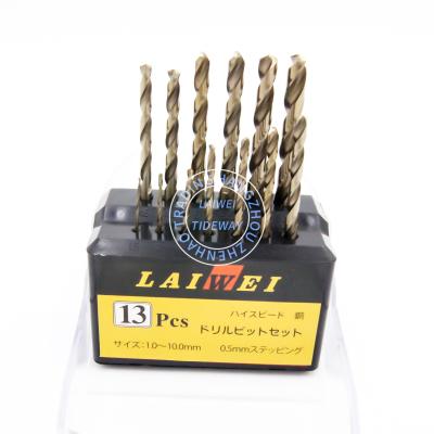 China Metal Drilling Set of 13 Piece Drill Bits, LAIWEI Titanium Coating High Speed ​​Steel Worker, H.S.S Straight Shank Twist for Metal, Wood, Plastic for sale