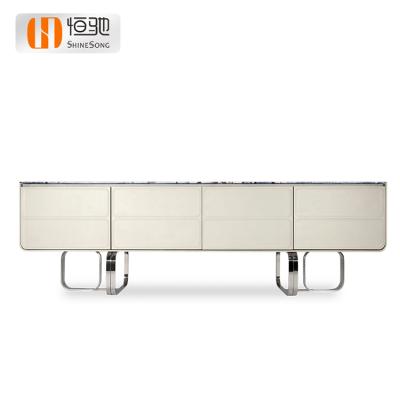 China (Other) Living Room MDF Cabinets Furniture Modern Design Adjustable White Wood Storage Sideboard Cabinet for sale