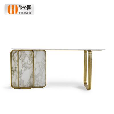 China White Rectangular Console Table Top Smooth Natural Marble Console Table (Other) Style Adjustable Modern Hallway for sale