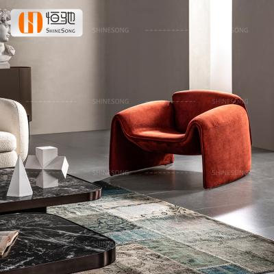 China New Style Adjustable Modern Red Living Room Lounge Chair Sponge Cloth (Other) Metal Frame Single Leisure Chair for sale