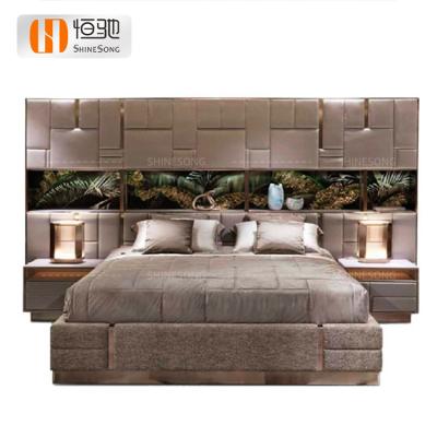 China Customize Design Available Luxury Classic Modern Fabric Bed Set Wooden Frame King Latest Bedroom Solid Soft Bed for sale