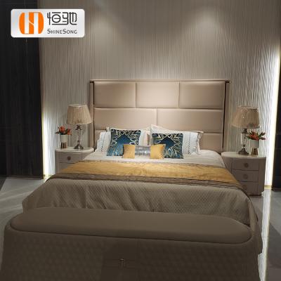 China Customize Luxury Bed Leather Queen Size Bed Available For Home Nappa Leather Upholstered Beds 180*200 for sale