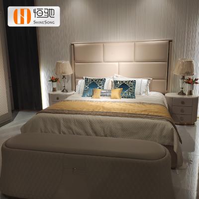 China Customize Size Available Wooden Queen Bedroom Bed Contemporary Leather Frame Nordic Leather For Home Bed for sale