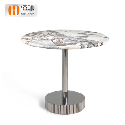 China Modern Platinum Living Diamond Marble Coffee Table Furniture Sofa Side Round Coffee Tables New Design Furniture Tea Table for sale