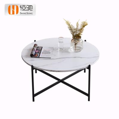 China Tea table modern veneer coffee table log table living room furniture white marble coffee table set for sale