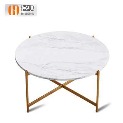 China High Quality Sticker Modern Golden Wooden Marble Coffee Table Frame Tea Table Novelty Metal Center Top Center Table for sale