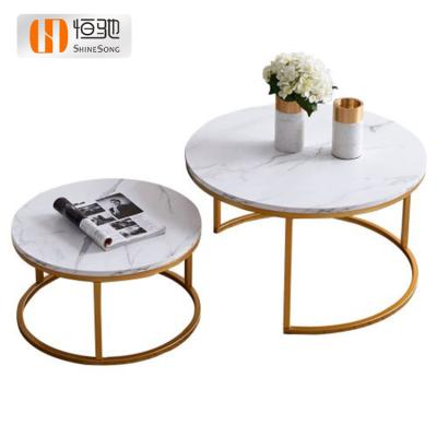 China Modern luxury log coffee table white marble finish coffee table tea table for living room for sale