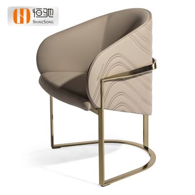 China Adjustable (Other) Dining Chairs Modern Luxury Leather Steel Frame Upholstered Dining Chair Kitchen Chair for sale