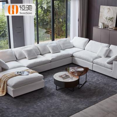 China Adjustable Living Room Modern Simple Fabric Sofa Bench Footstool White Upholstered Sofa (Other) Stool for sale