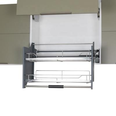 China Modern Multi-Purpose Kitchen Accessories Lift Up Basket Adjustable Pull Down Shelves Cabinet Lift Basket for sale