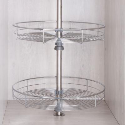 China Modern Kitchen 2 Tier Wire Round 360 Degree Lazy Susan Organizer Basket Rotating Turntable For Cabinet for sale