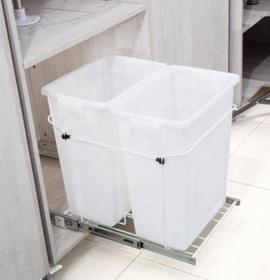 China Wholesale 35L Double Viable Pull Out Multifunctional Kitchen Collapsible Plastic Waste Bin With Handle for sale