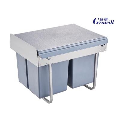 China Sustainable Sideboard Pull Out Double Rubbish Bins Basket Bins Drawer Waste Bins for sale