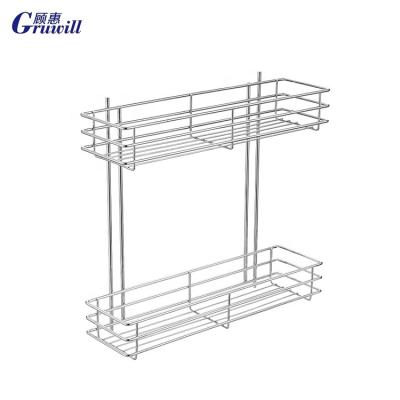 China Modern Kitchen Drawer Side Pull Out Wire Baskets 2 Layers For Cabinet Storage for sale