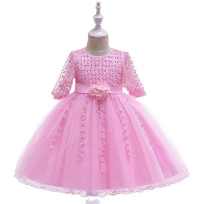 China Anti-wrinkle Girls Dresses Lace Bead Froks Girl Dress Flower Babies Dress for sale