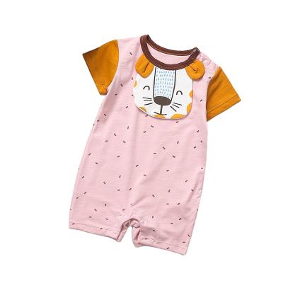 China Breathble baby rompers cozy wicking (0-2 years old) Lion Rompers Baby cotton printed with comfy bib baby clothes romper for sale