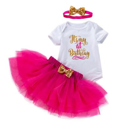 China Summer new antibacterial babies holiday dress birthday clothes white romper and net yarn princess tutu dress costume for sale