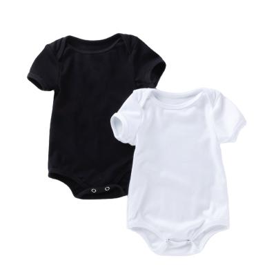 China Factory Direct Wholesale Comfortable Breathble Newborn Baby Clothes Rompers Solid Color Baby Rompers Breathable Short Sleeve 100% Cotton for sale