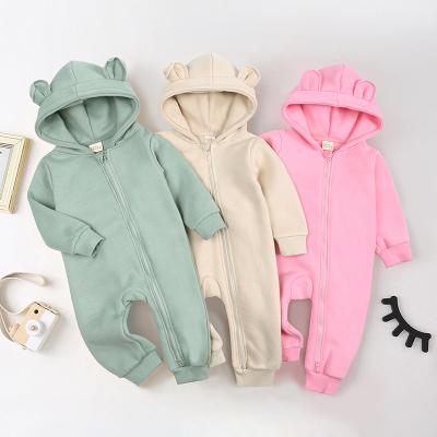 China Wholesale Breathble Autumn And Winter Cute Baby Romper Baby Rompers Comfortable Warm Sales Long Sleeve Baby Rompers With Ears for sale