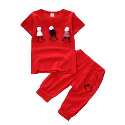 China 2022 New Children's Cartoon Suit Baby Boy Summer Two-Piece Casual Hat Short Sleeve Shorts Sets Boys Summer Sets for sale