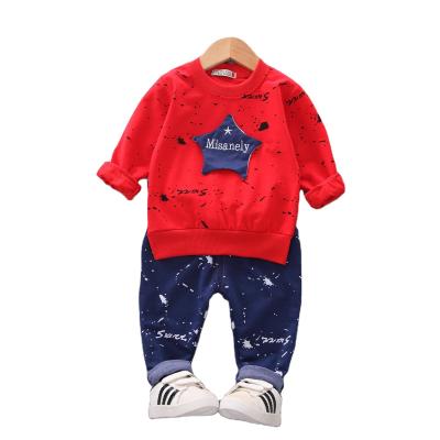 China 2022 new casual children's long-sleeved suit boys fashion five-pointed star print 2year boys clothing sets children's clothing sets for boys for sale