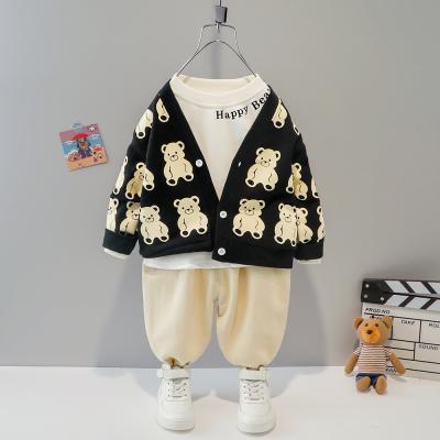 China 2022 spring Korean baby boy's three-piece suit cartoon bear children's clothing boys casual sets for sale