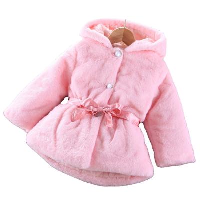 China Boutique Breathable Kids Coats Pink High Quality Plush Padded Girls Fur Coat Girls Winter Warm Comfortable Coats for sale