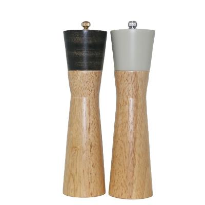 China Sustainable Manual Grinder With Adjustable Rotor Natural Rubber Wooden Salt And Pepper Mills for sale