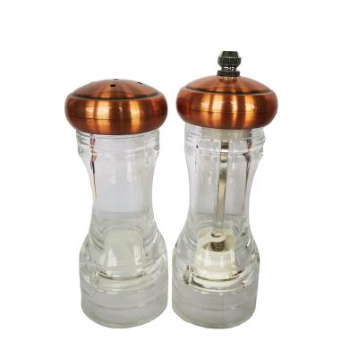 China Factory direct wooden gravity salt pepper grinder mill set of viable acrylic manual wooden spice grinders for sale