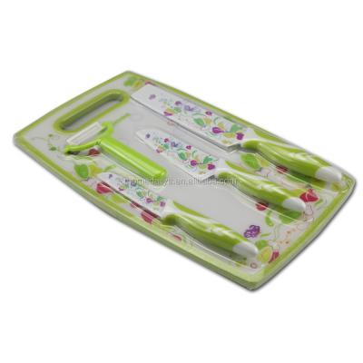 China Disposable Kitchen Knife Set Peeler Cutting Board With Elegant Flower Design for sale