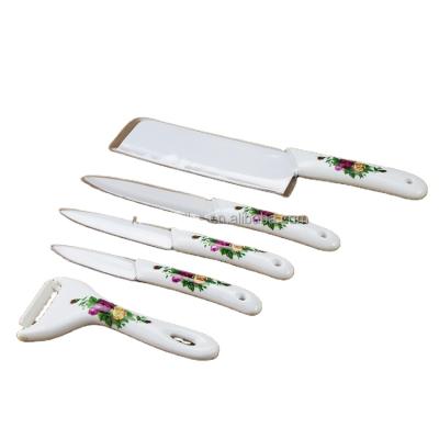 China Sustainable 6 pieces of ceramic knife set with flower printing ceramic knife set with practical and fashionable ceramic knives for sale