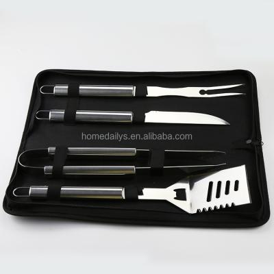 China Easily Cleaned 4 Pcs BBQ Grill Tool Kit Barbecue Accessories GRILL Tool Kit with Nylon Bag for sale